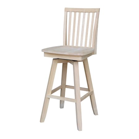 International Concepts Mission Bar Height Stool, with Swivel, 30" Seat Height, Unfinished S-263SW